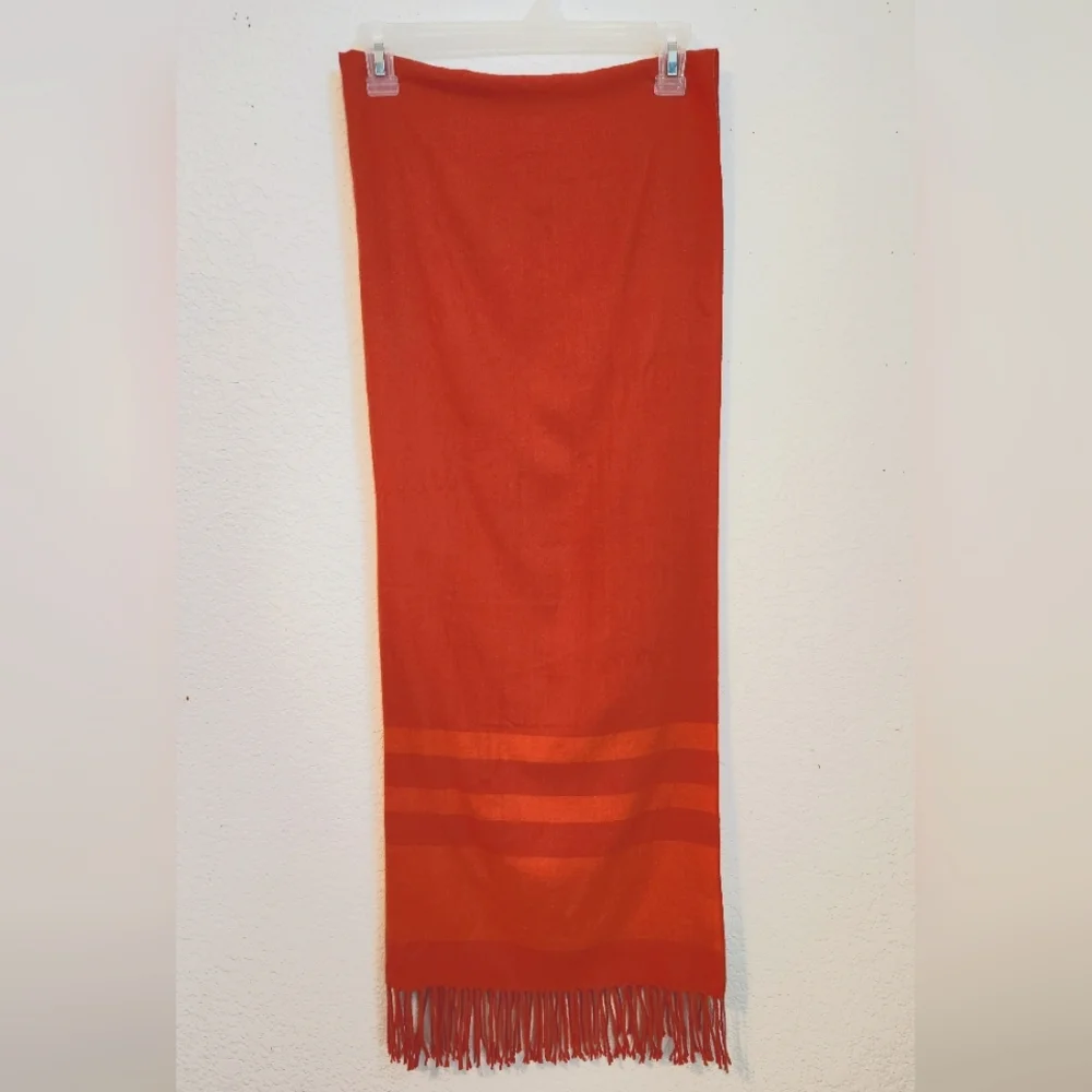 Banana Republic Dana Blanket Scarf in Autumn Sunset with Fringe and Stripes